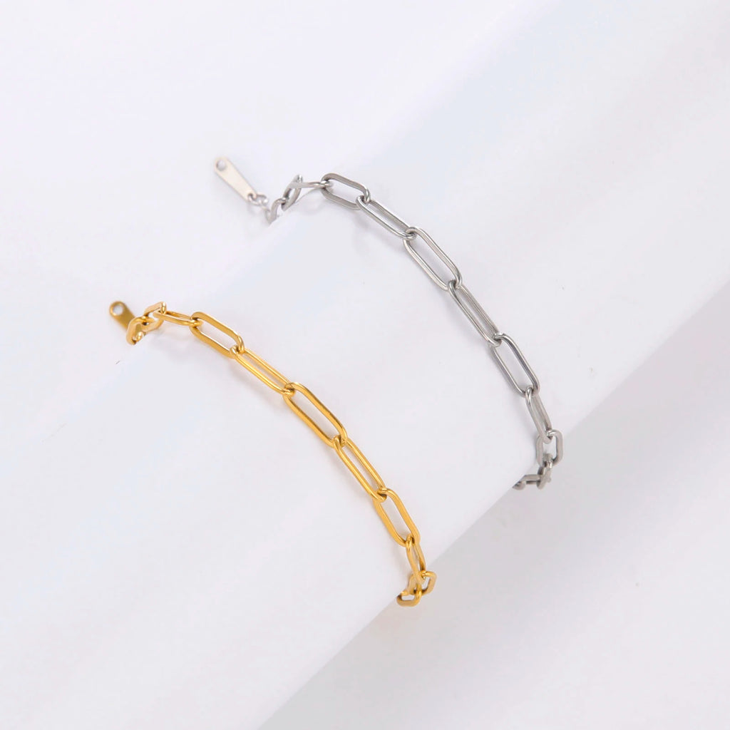 Paperclip Link Chain Bracelet - Minimalist Gold