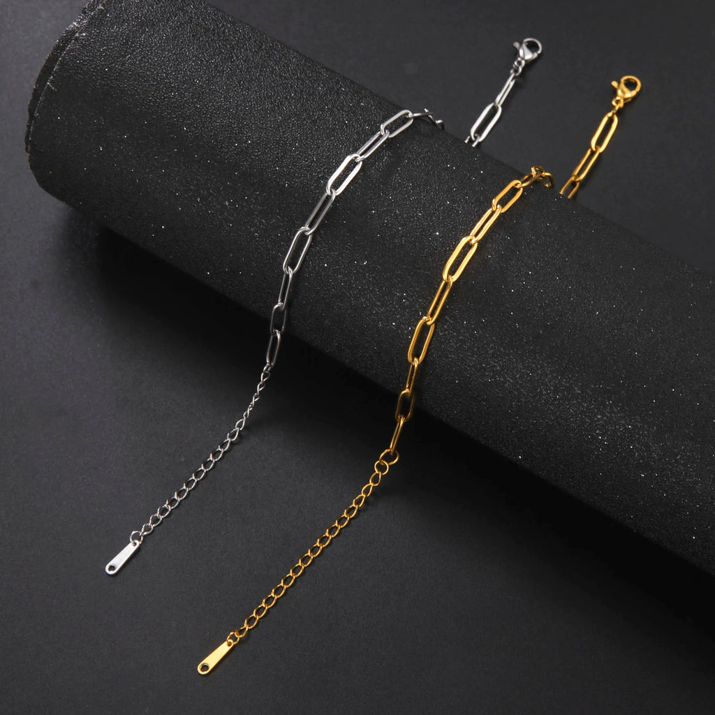 Paperclip Link Chain Bracelet - Minimalist Gold