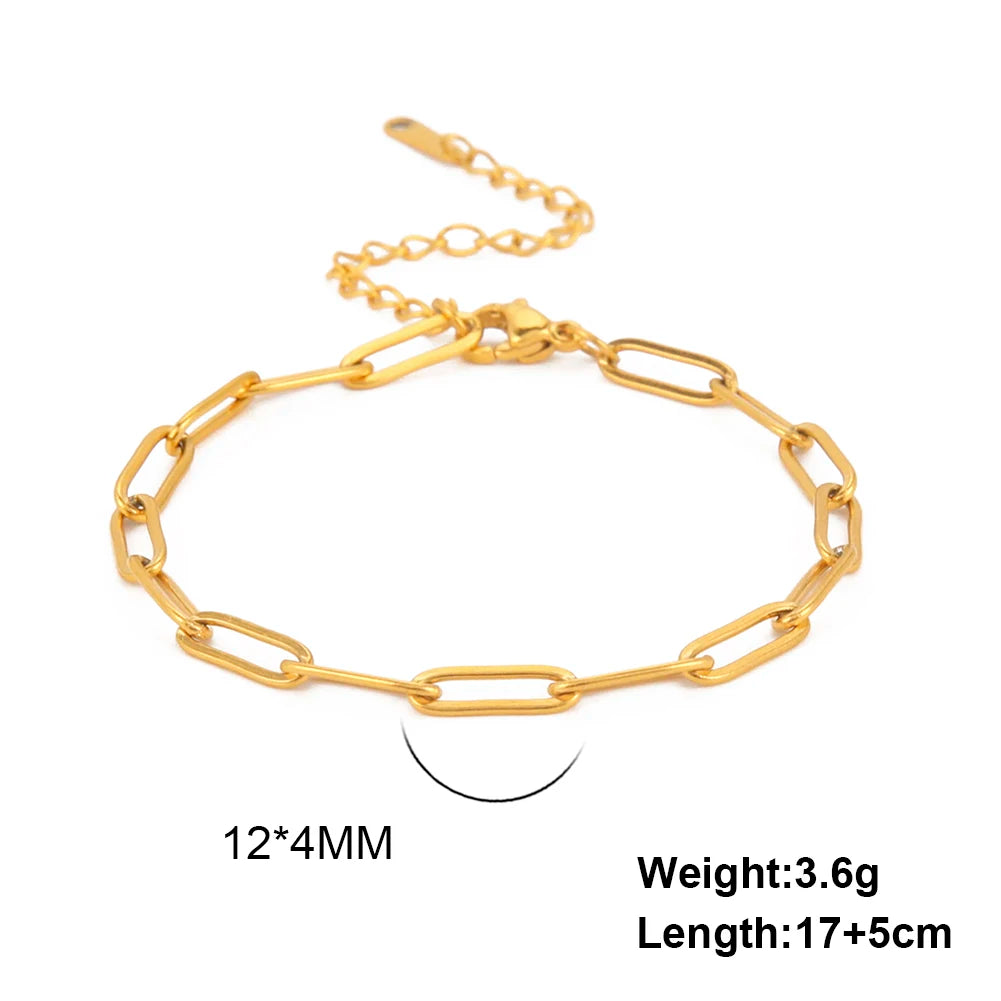 Paperclip Link Chain Bracelet - Minimalist Gold